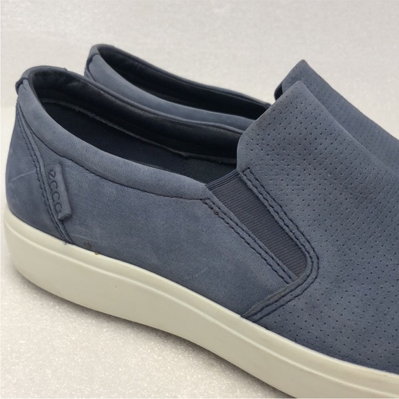 ECCO Sneakers Blue Suede Business Casual Comfortable Men’s Size EU 44 US 10-10.5 - Picture 11 of 13